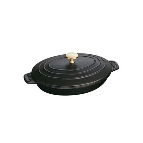 STAUB GHISA NERO TEGAME OVALE CON COPERCHIO 2 MANICI CM.23 -1-