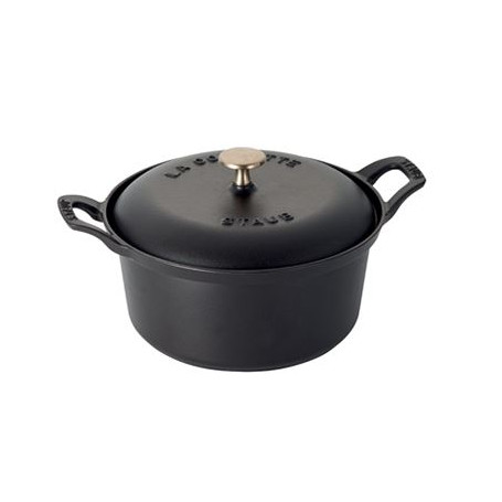 STAUB GHISA NERO COQUETTE TONDA CON COPERCHIO 2 MANICI  CM.20 -1-