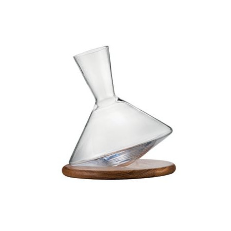 NUDE BALANCE DECANTER IN VETRO SOFFIATO LT.1 H.24 CON BASE TONDA IN LEGNO -1-