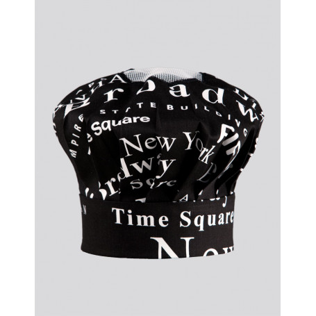 TOMA CAPPELLO CUOCO NERO NEW YORK REGOLABILE CON VELCRO 2 PEZZI -1-