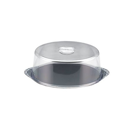 EVA VASSOIO PORTATORTE TONDO INOX CON CAMPANA PLEXIGLASS LUCIDO  CM.30 H.33 -1-