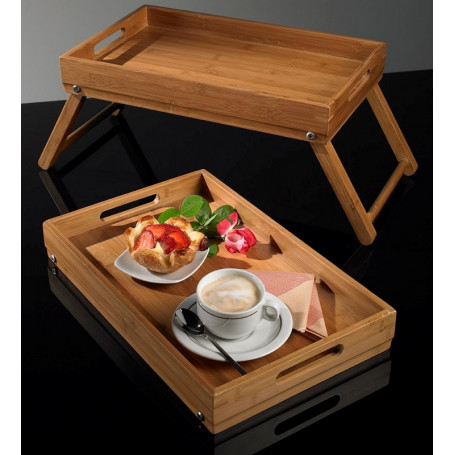 LEO VASSOIO COLAZIONE IN BAMBOO CON PIEDI RETTANGOLARE CM.44X27 H.5 -1-