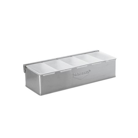 PADERNO CONTENITORE CONDIMENTI 5 SCOMPARTI CON COPERCHIO INOX CM.39X16 H.10 -1-