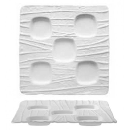 MRI BAMBOO VETRO BIANCO VASSOIO QUADRATO 5 SCOMPARTI CM.7X7 CM.30X30 -2-