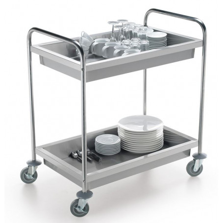 SIRMAN CARRELLO SERVIZIO 2 VASCHE INOX PORTATA KG.80 CM.85E5X53E5 H.94 -1-