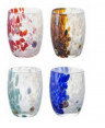 MURANO CAPRI BICCHIERI ACQUA COLORI ASSORTITI  CM.8,4 H.10,8 CL.36,5 -4-