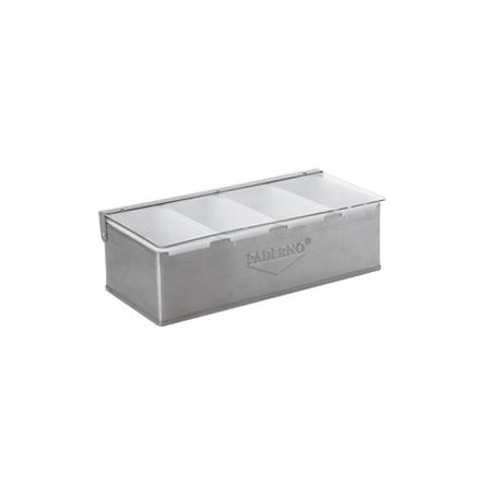 PDO PORTASPEZIE 4 SCOMPARTI CON COPERCHIO INOX CM.32X16 H.10 -1-