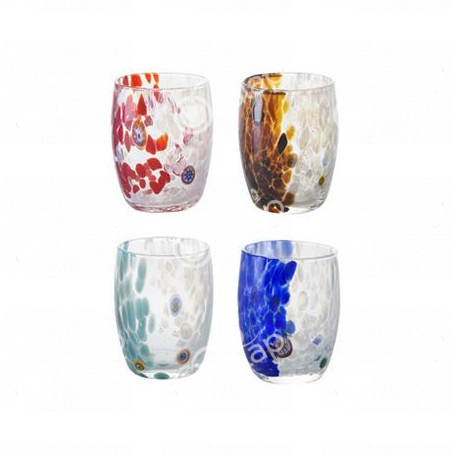 MURANO CAPRI BICCHIERI ACQUA COLORI ASSORTITI  CM.8,4 H.10,8 CL.36,5 -4-